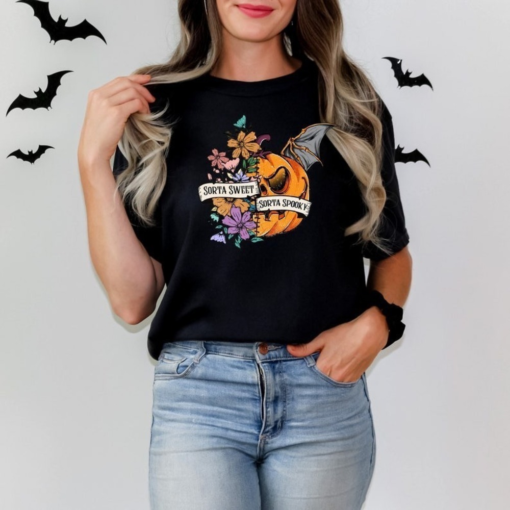 Sorta Sweet Sorta Spooky Funny Halloween Shirt, Halloween Wildflower Shirt,